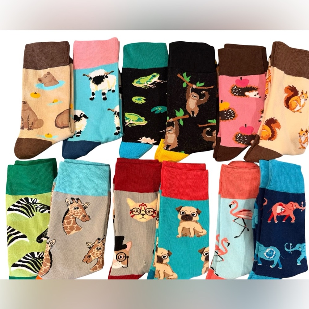 2 Pairs Colorful Animal Print Socks NWT (Pick One Set)